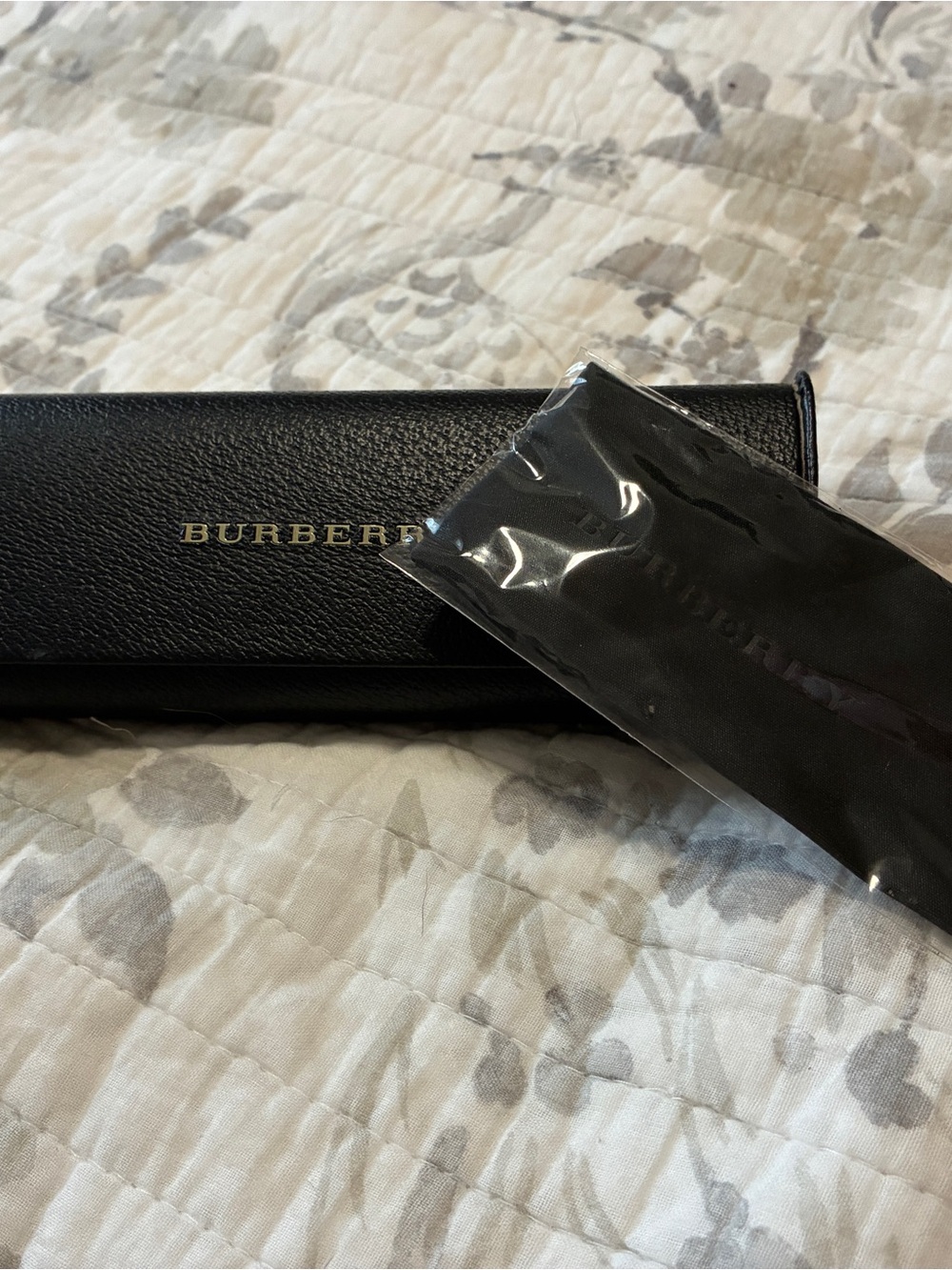 Burberry Black Eyewear Case with Gold Lettering